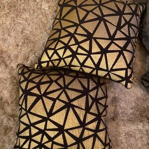 CB2 Gold and Black Pillows - Two